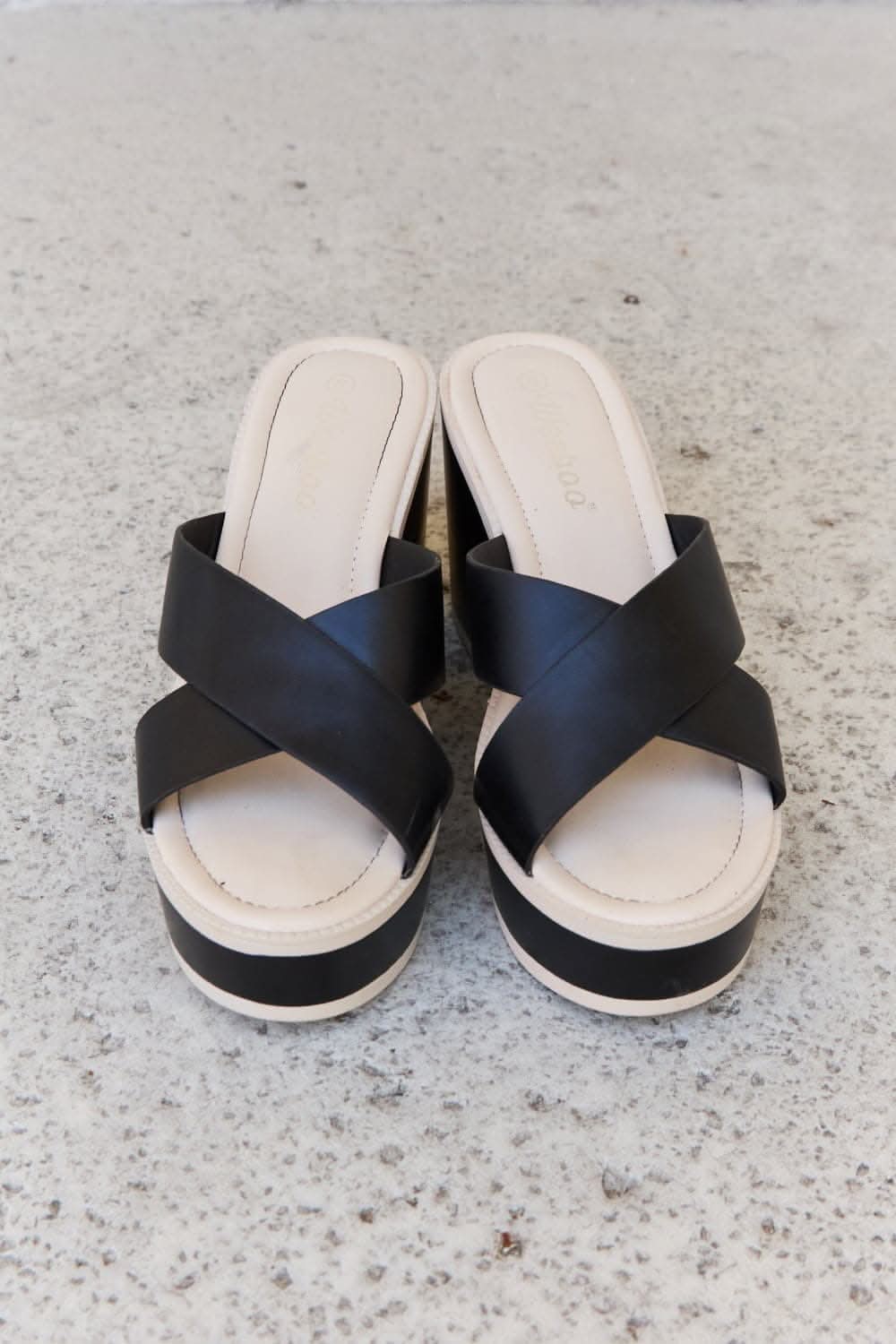 Weeboo contrast platform sandals in black - Love Salve